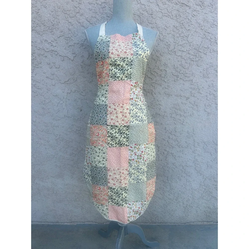 Patchwork Panels Apron Womens OS Vintage Floral Strawberry Tie Made in Ireland